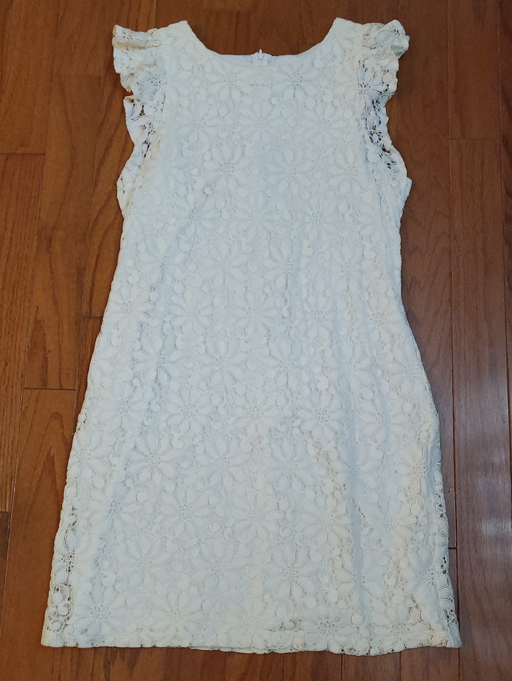 Maggy London White Dress Lace Size 12 Cotton Blend